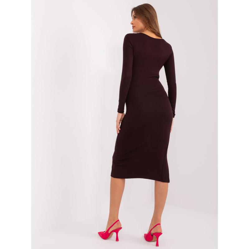 Dámské šaty s dlouhým rukávem ANN tmavě hnědé 