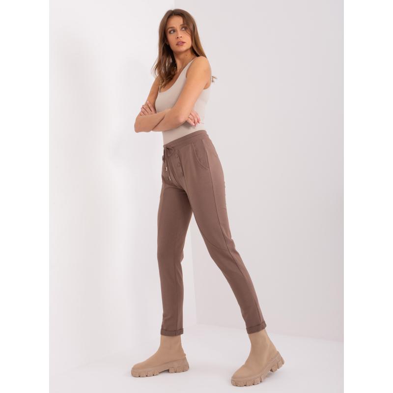 Dámské tepláky s rovnými nohavicemi ANIELA hnědé 