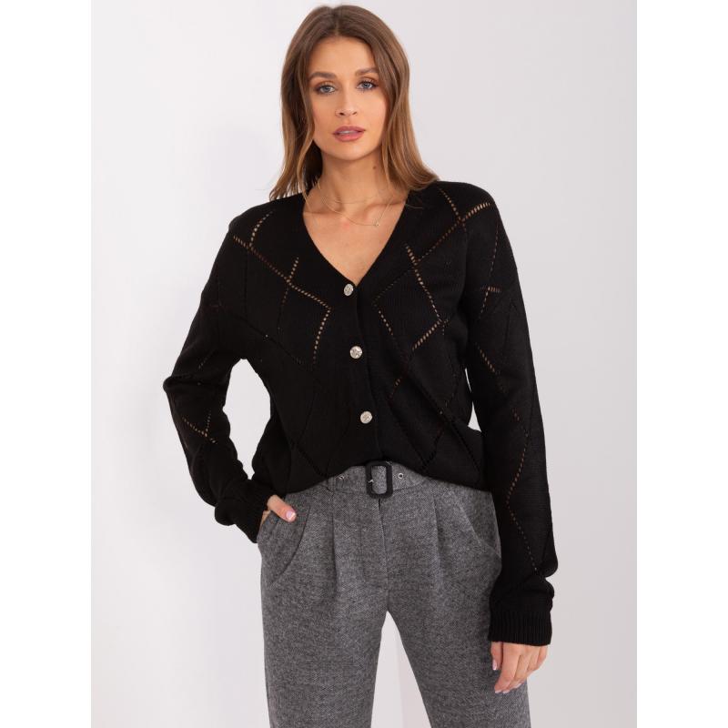 Dámský svetr na knoflíky RUE PARIS černý 