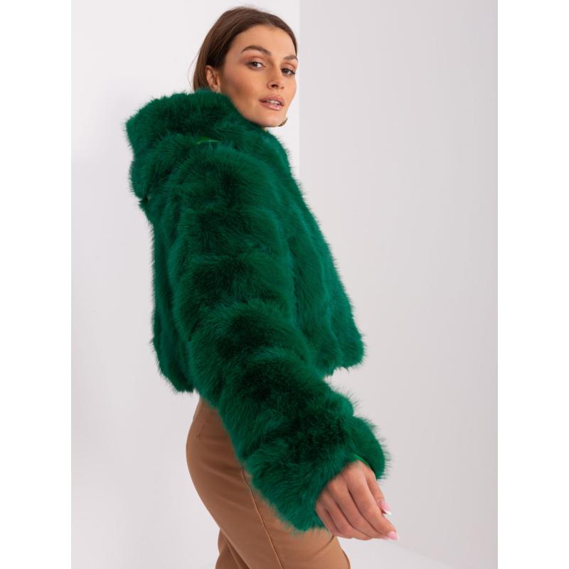 Dámská bunda z umělé kožešiny ANTIA tmavě zelená