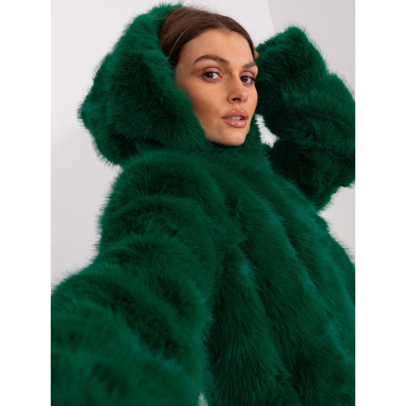 Dámská bunda z umělé kožešiny ANTIA tmavě zelená