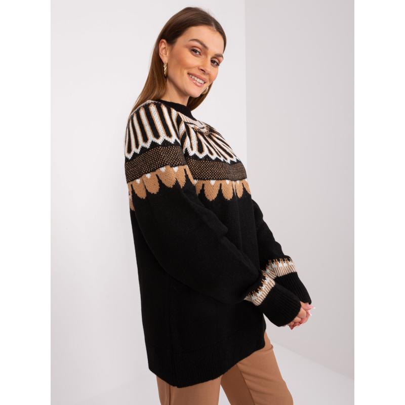 Női pulóver állógallérral RUE PARIS fekete