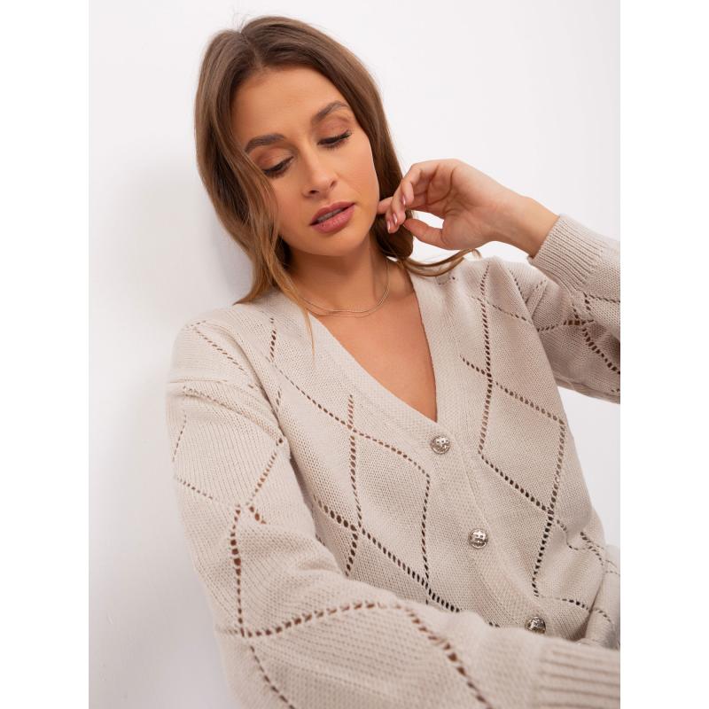 Dámský svetr na knoflíky oversize RUE PARIS béžový  