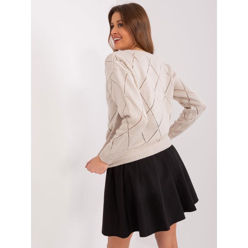Dámský svetr na knoflíky oversize RUE PARIS béžový  