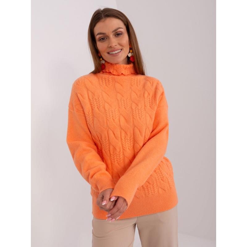 Dámský svetr s dlouhým rukávem ARLETA světle oranžový 