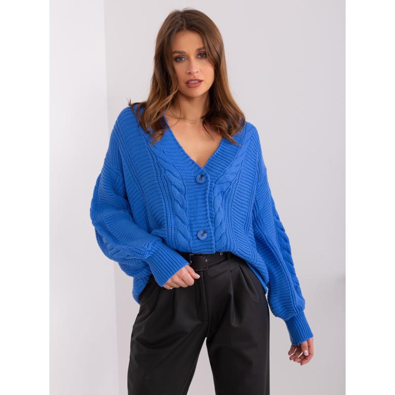 Női gombos pulóver RUE PARIS sötétkék