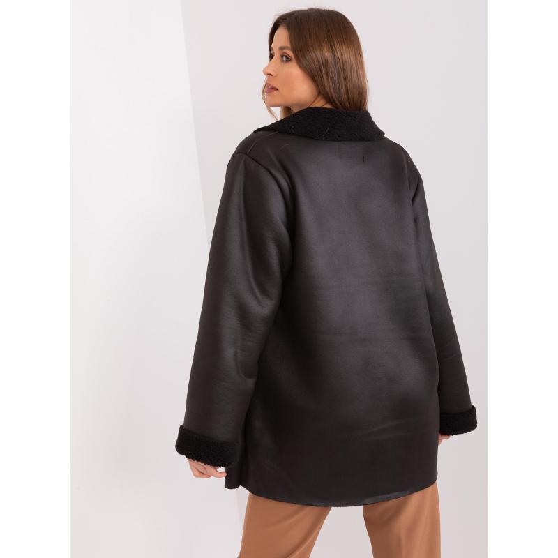 Dámská bunda z ovčí kůže s knoflíky TRIA černá 