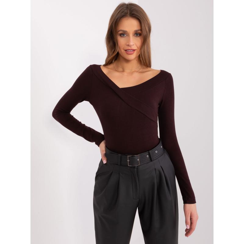 Dámská halenka s dlouhým rukávem AYSE tmavě hnědá