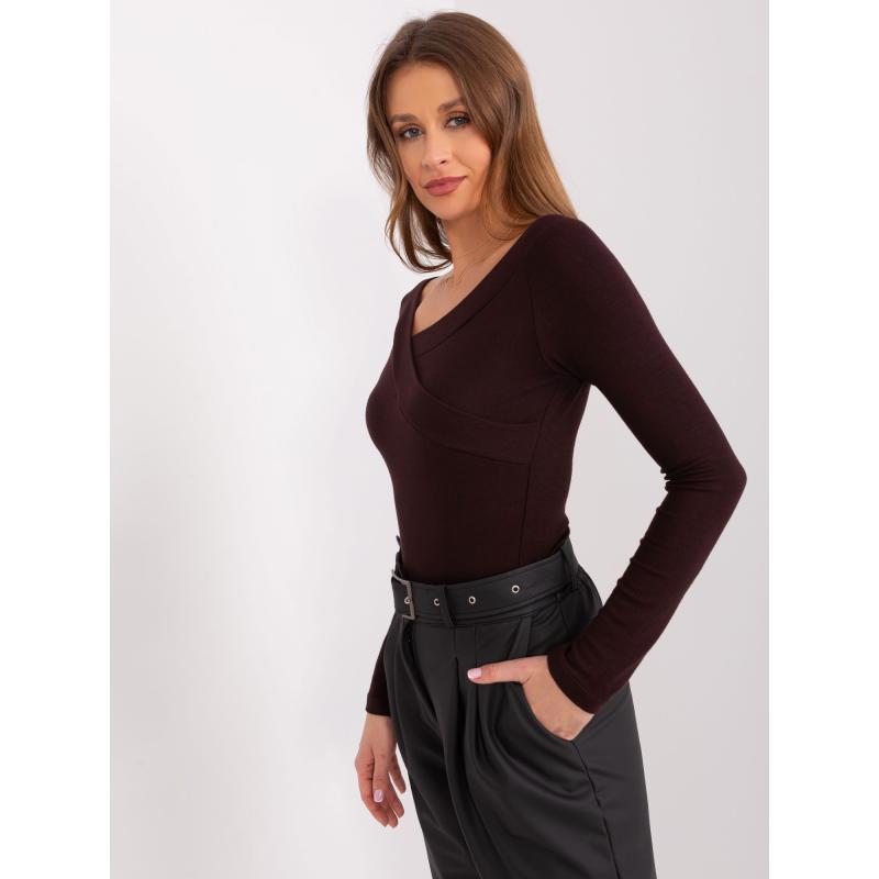 Dámská halenka s dlouhým rukávem AYSE tmavě hnědá
