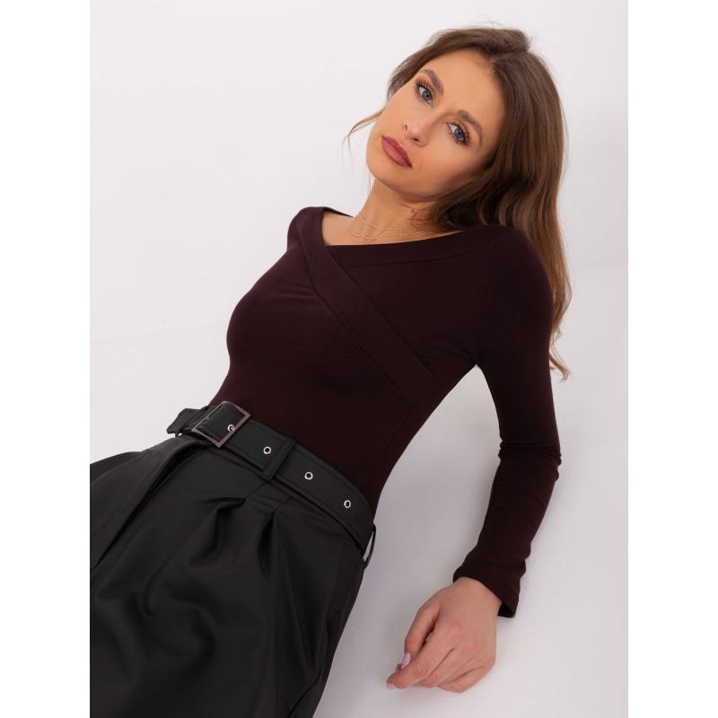 Dámská halenka s dlouhým rukávem AYSE tmavě hnědá