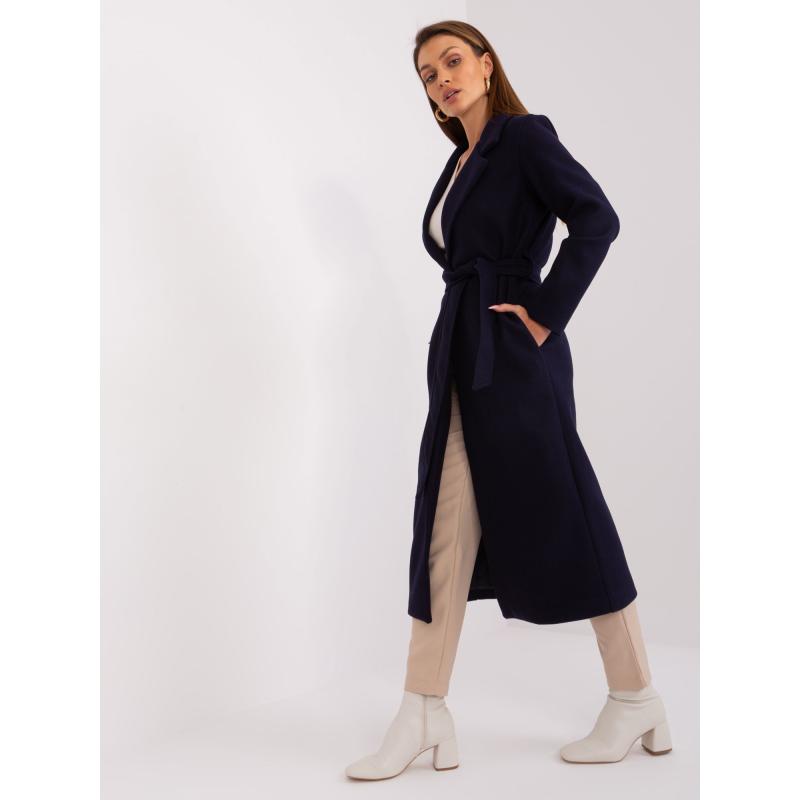 Dámský kabát na knoflíky OCH BELLA tmavě modrý 