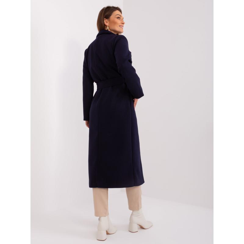 Dámský kabát na knoflíky OCH BELLA tmavě modrý 
