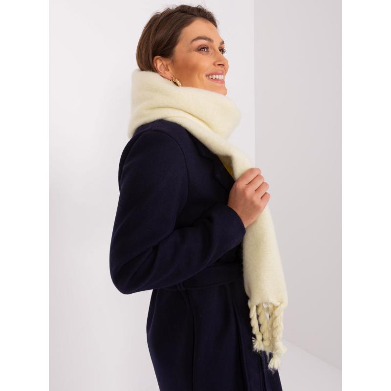 Női sál bojtokkal BIA világossárga