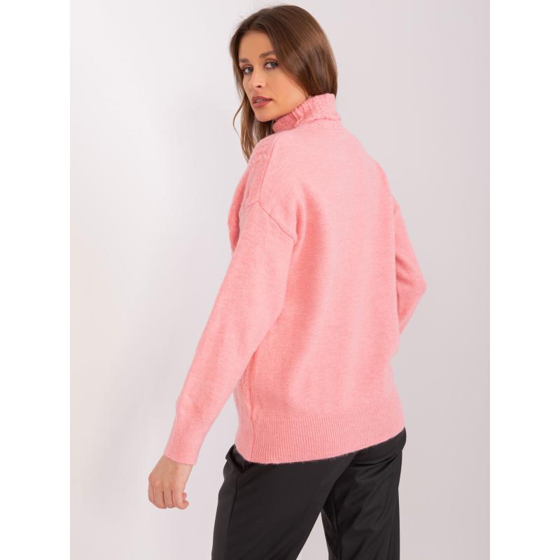 Dámský rolák s kostkovaným vzorem BARBEL lososový