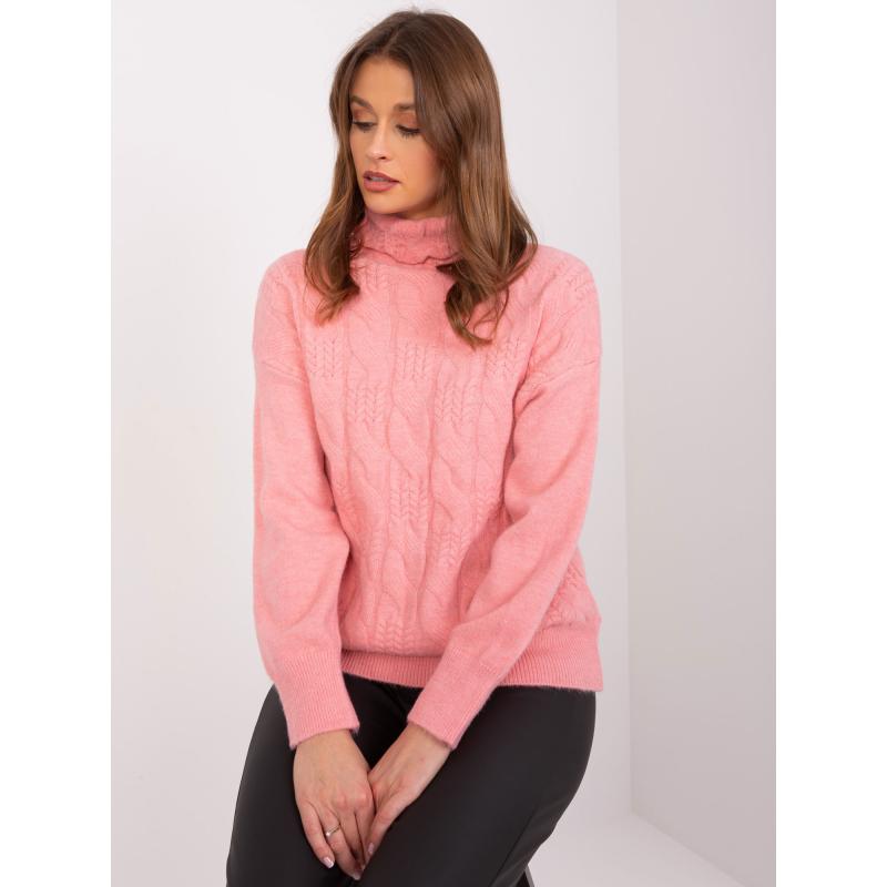 Dámský rolák s kostkovaným vzorem BARBEL lososový