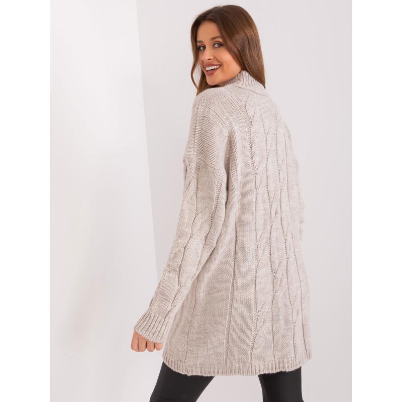 Női garbó ruha kockás mintával BETRICE bézs színben