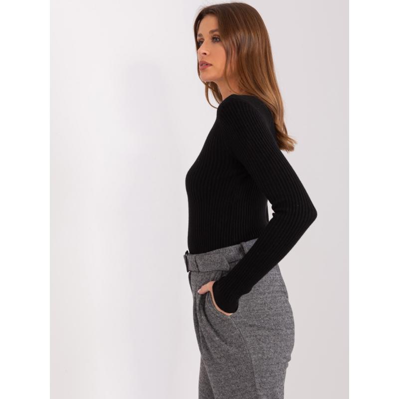 Dámsky sveter s výstrihom do V KISA čierny