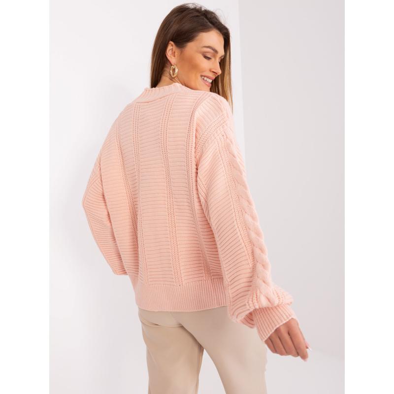 Női gyapjúkeverék pulóver RUE PARIS világos rózsaszín