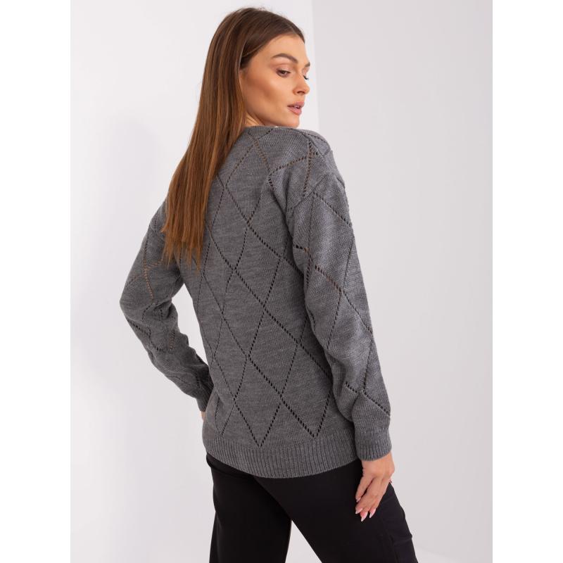 Dámský svetr ze směsi vlny RUE PARIS tmavě šedý  