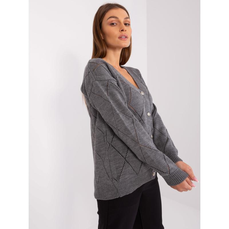 Dámský svetr ze směsi vlny RUE PARIS tmavě šedý  