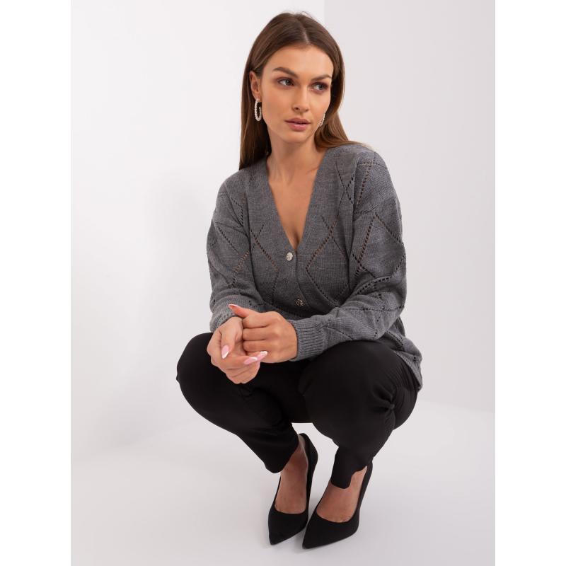 Dámský svetr ze směsi vlny RUE PARIS tmavě šedý  