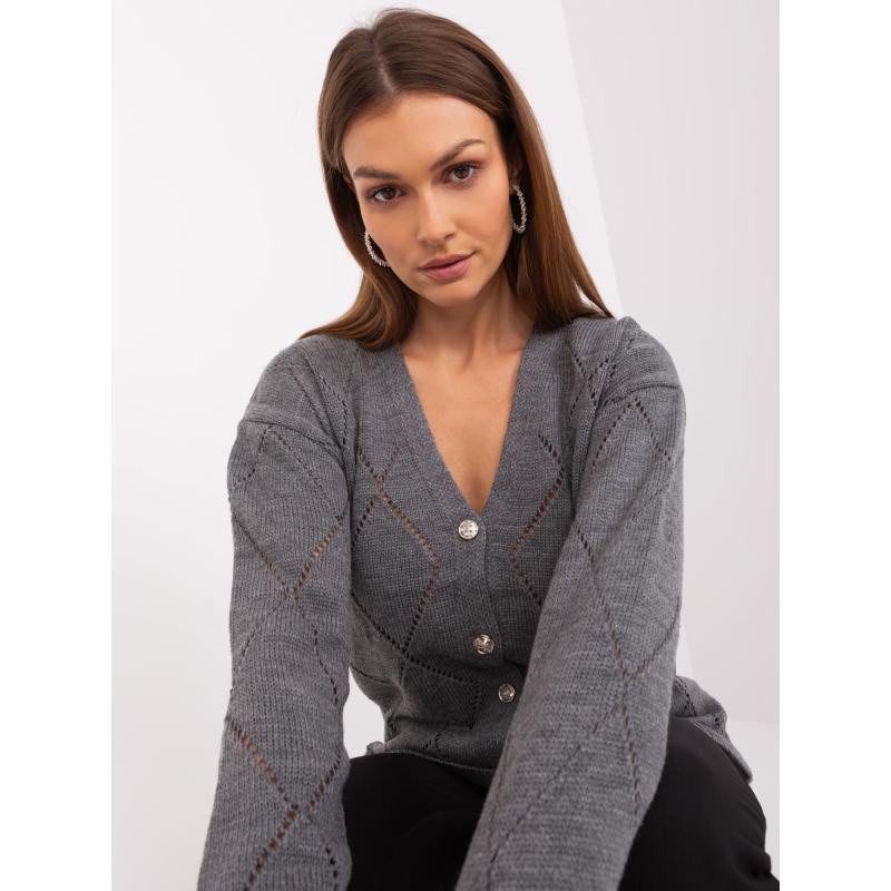 Dámský svetr ze směsi vlny RUE PARIS tmavě šedý  