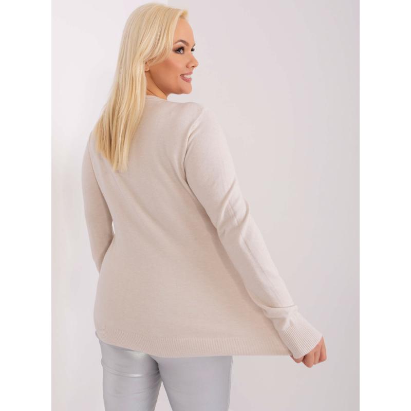 Dámský svetr s manžetami ležérní plus size TEK světle béžový  