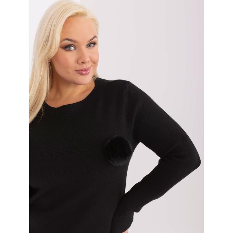Dámský svetr plus size z viskózy TEA černý