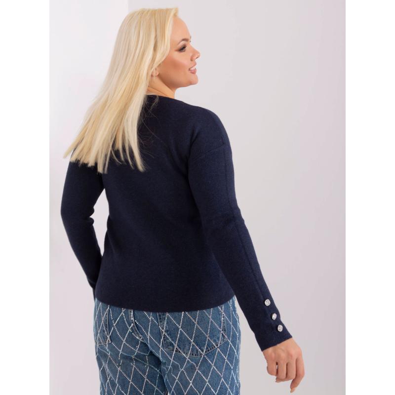 Női plus size pulóver díszgombokkal TEL tengerészkék