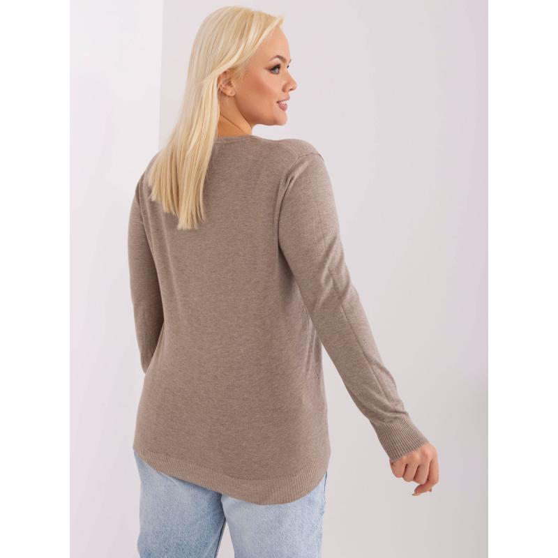Dámský svetr z pleteniny plus size TEX tmavě béžový 
