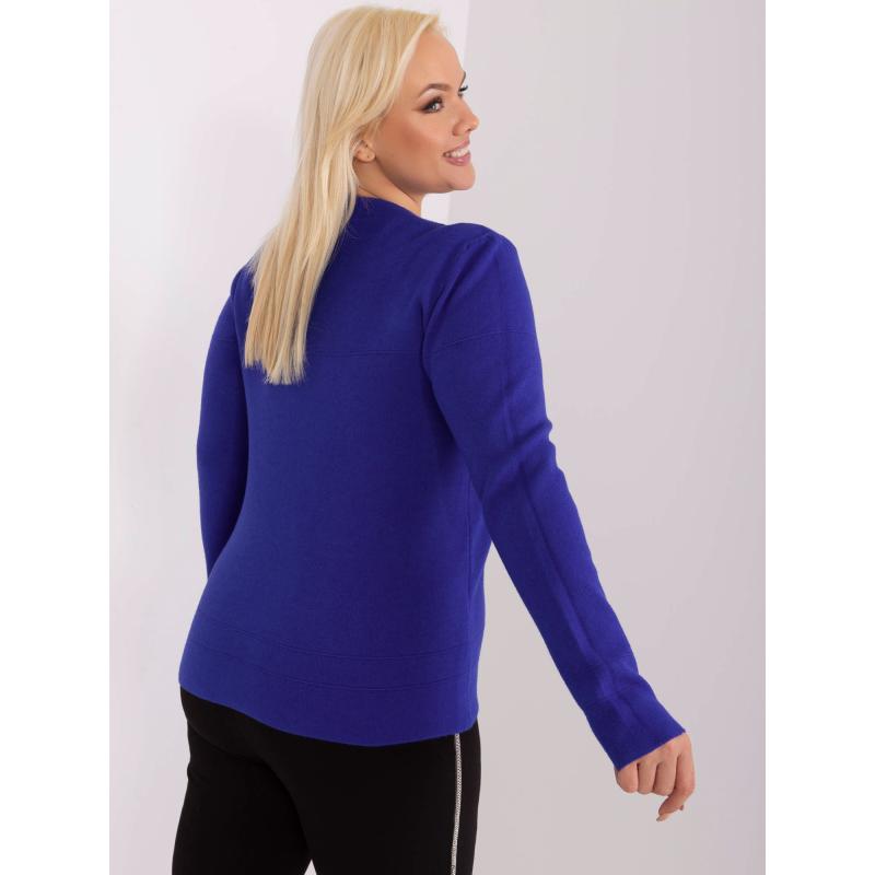 Dámský svetr s bambulí  ležérní plus size ZEU kobaltový 