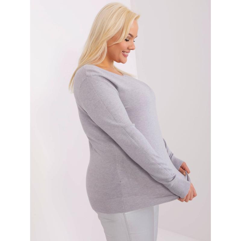 Dámský svetr s dlouhými rukávy plus size ZES šedý