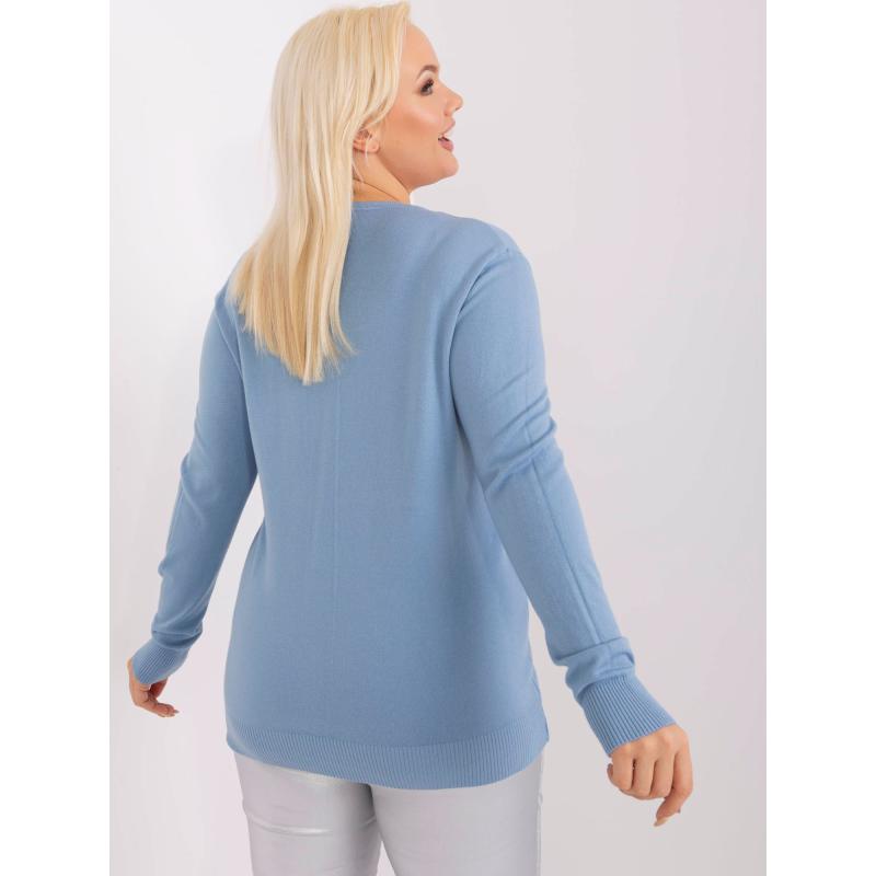 Dámský svetr s klasickým vzorem plus size ZEX modrý