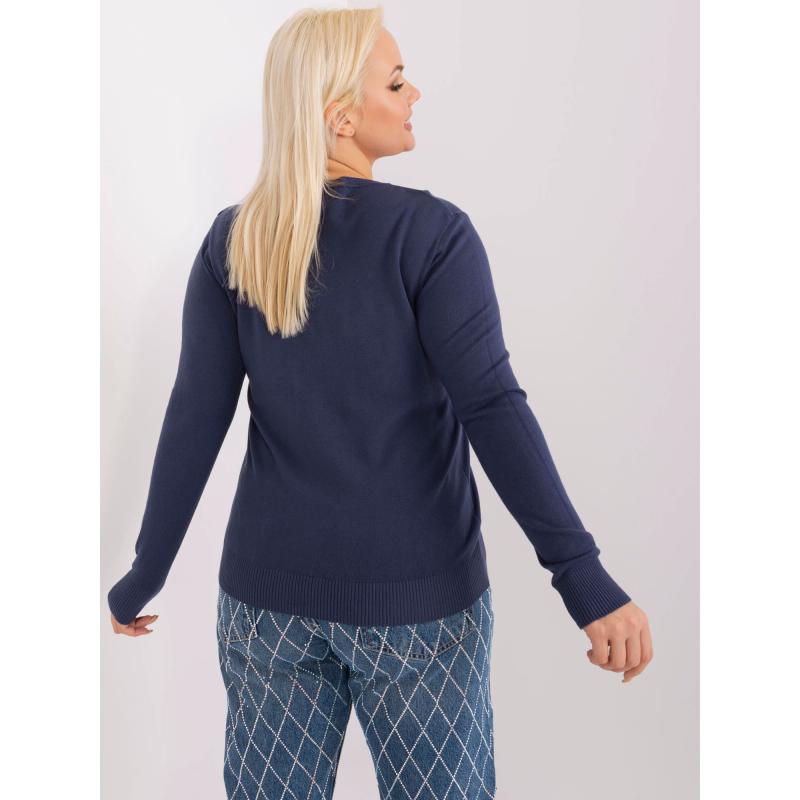 Dámský svetr s kulatým výstřihem plus size WEJ námořnicky modrý 