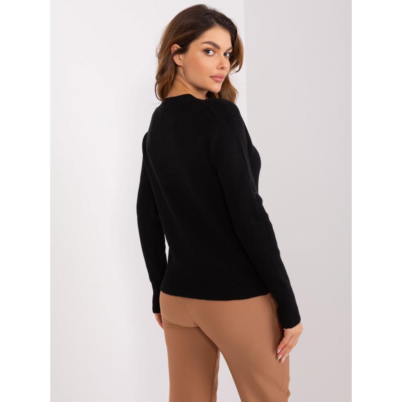 Dámský svetr s výstřihem do V QIT černý 