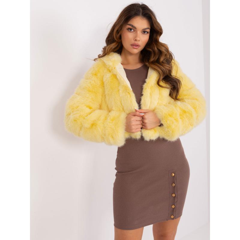 Dámská bunda s vložkami z ekokůže ERA světle žlutá 