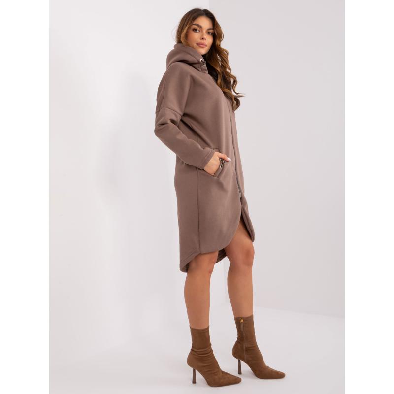 Dámská mikina s kapsami hnědá 