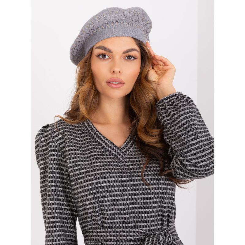 Dámský baret s kamínky REW šedý 