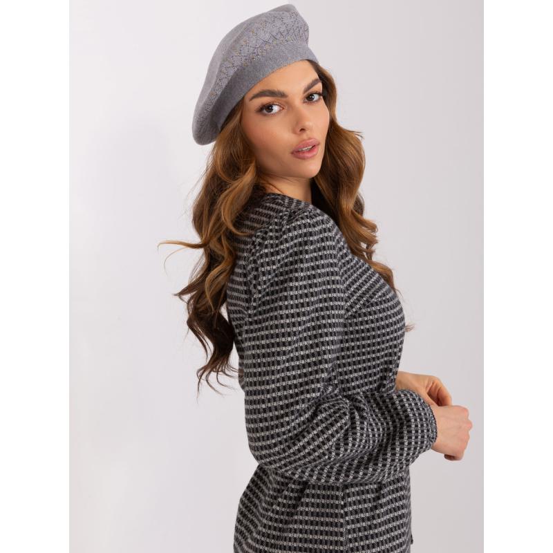 Dámský baret s kamínky REW šedý 