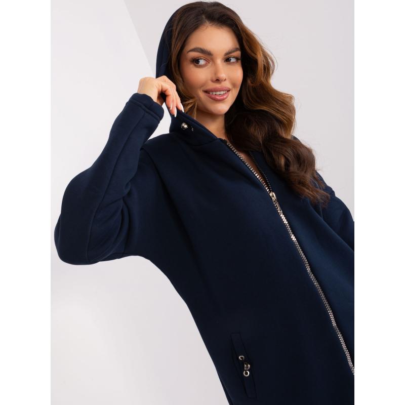 Női pulóver zsebekkel tengerészkék