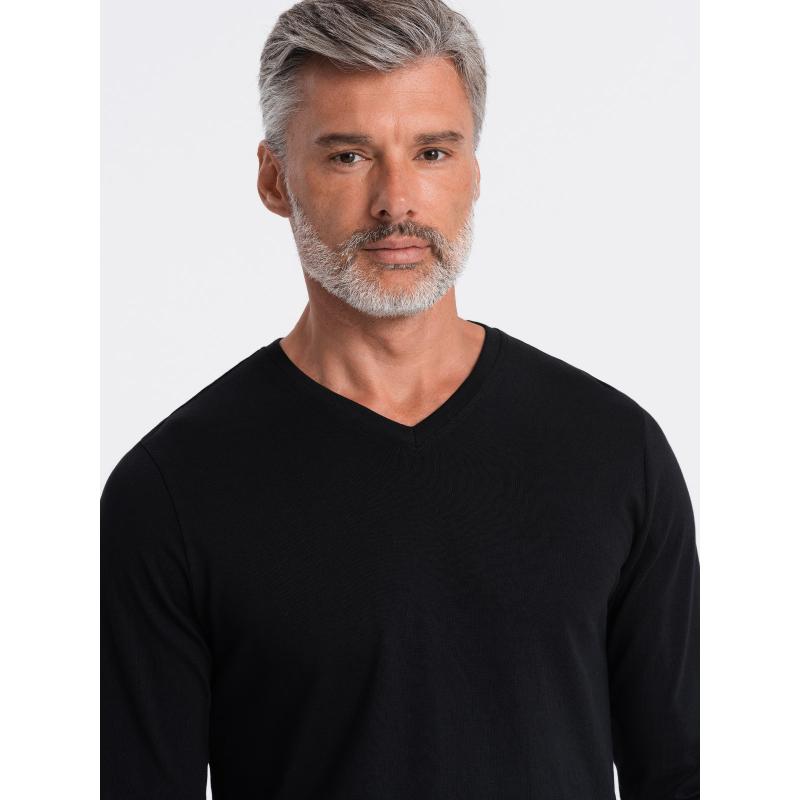 Férfi hosszú ujjú póló V-NECK fekete