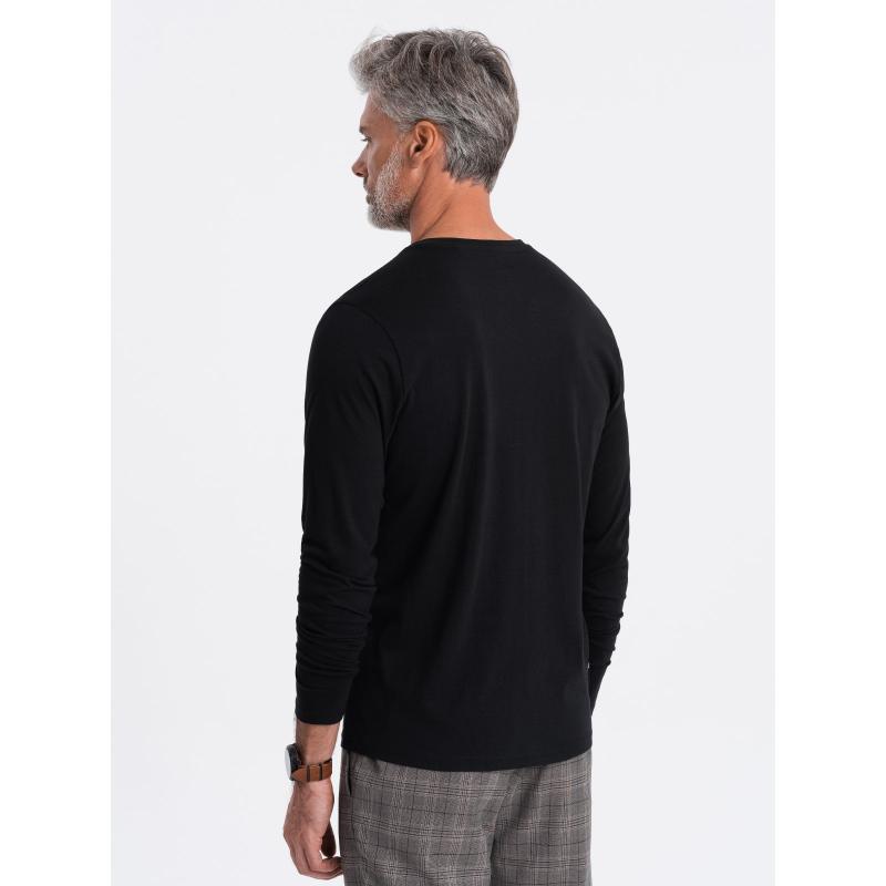 Férfi hosszú ujjú póló V-NECK fekete