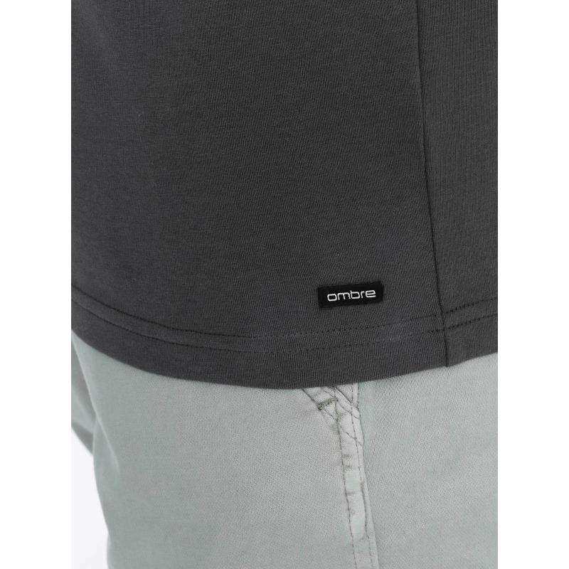 Férfi hosszú ujjú, nyakig érő póló HENLEY grafit