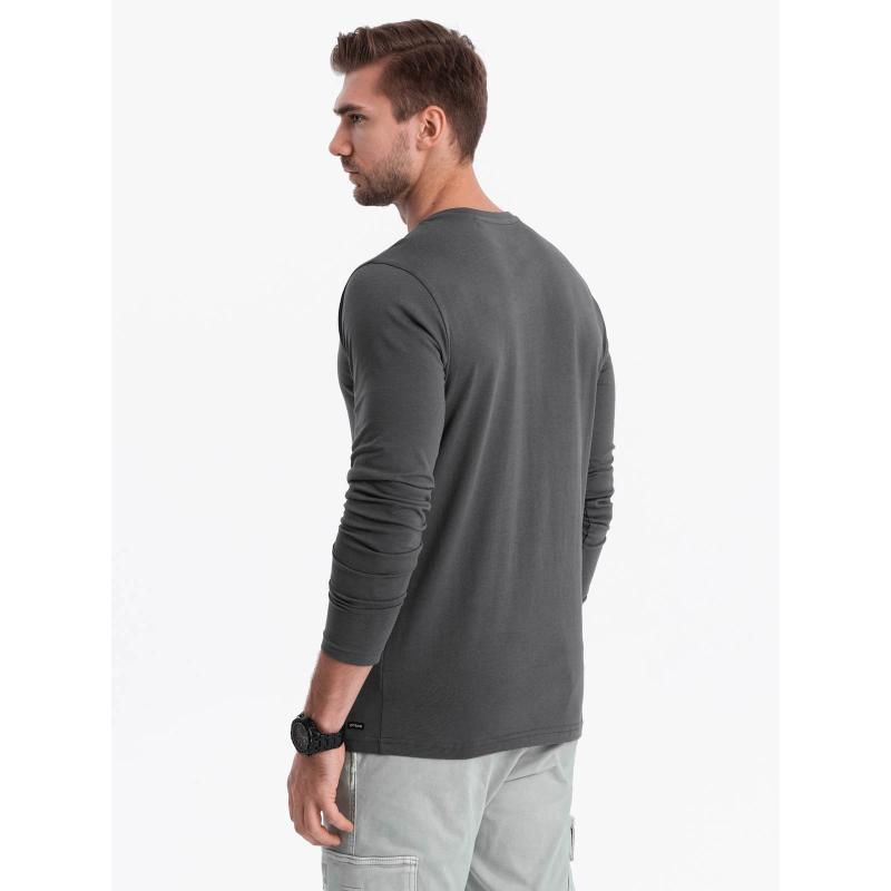 Férfi hosszú ujjú, nyakig érő póló HENLEY grafit