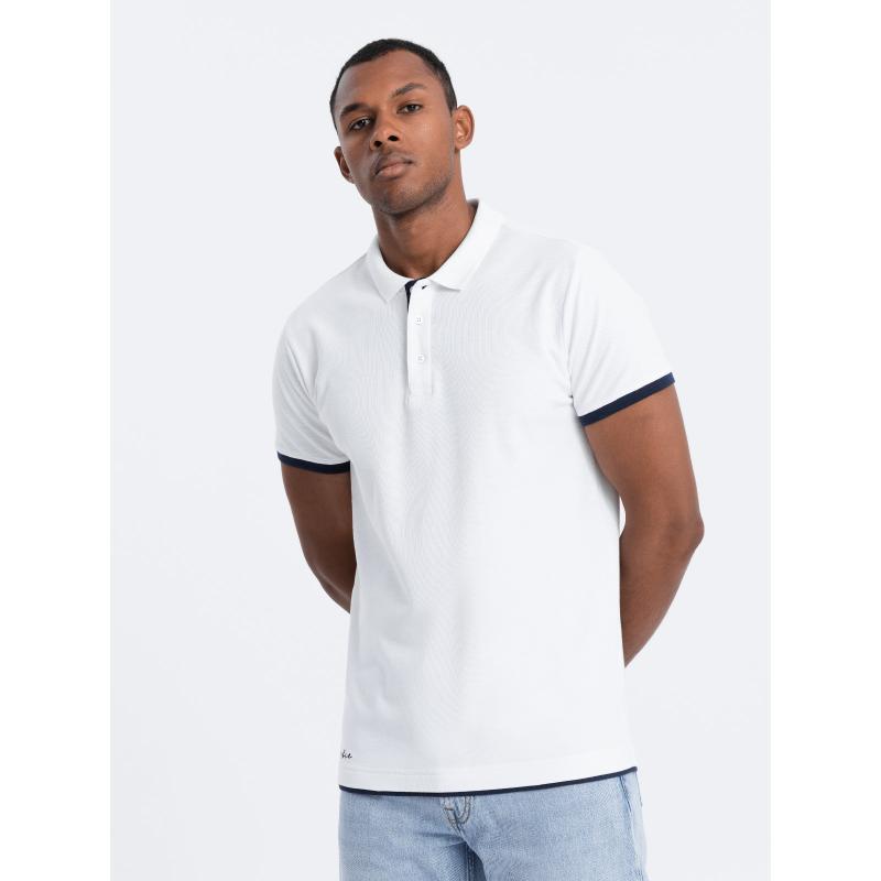 Pánské bavlněné polo tričko V1 OM-POSS-0113 bílé 
