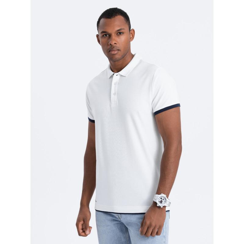 Pánské bavlněné polo tričko V1 OM-POSS-0113 bílé 