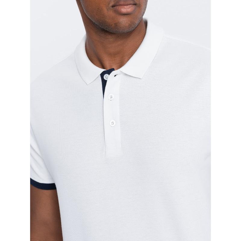 Pánské bavlněné polo tričko V1 OM-POSS-0113 bílé 