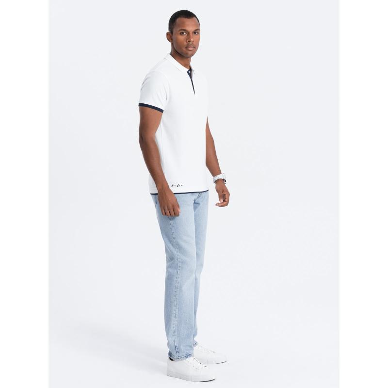 Pánské bavlněné polo tričko V1 OM-POSS-0113 bílé 