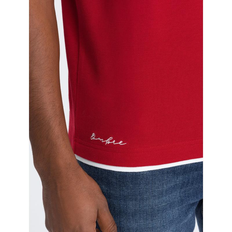 Pánske bavlnené polo tričko V2 OM-POSS-0113 červené