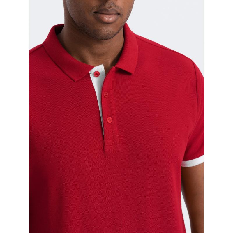 Pánske bavlnené polo tričko V2 OM-POSS-0113 červené